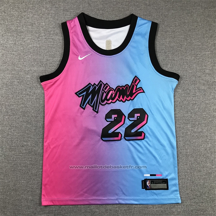 Maillot Enfant Miami Heat Jimmy Butler #22 Ville 2020-21 Bleu Rosa